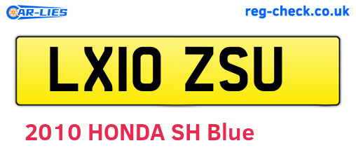 LX10ZSU are the vehicle registration plates.