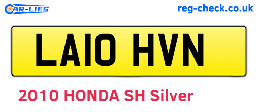 LA10HVN are the vehicle registration plates.