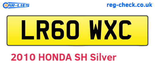 LR60WXC are the vehicle registration plates.