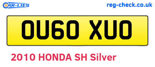 OU60XUO are the vehicle registration plates.