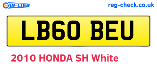 LB60BEU are the vehicle registration plates.