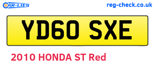 YD60SXE are the vehicle registration plates.