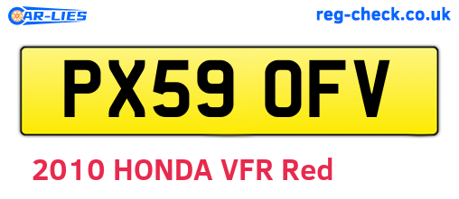 PX59OFV are the vehicle registration plates.
