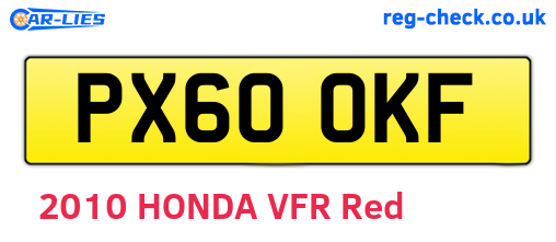 PX60OKF are the vehicle registration plates.