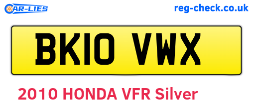 BK10VWX are the vehicle registration plates.