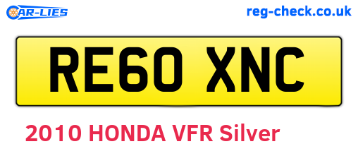 RE60XNC are the vehicle registration plates.