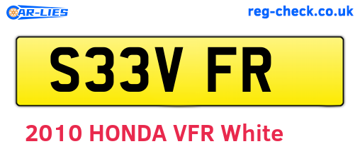 S33VFR are the vehicle registration plates.