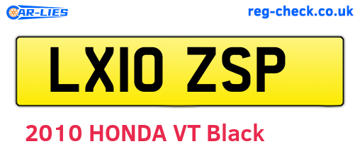LX10ZSP are the vehicle registration plates.