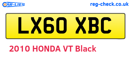 LX60XBC are the vehicle registration plates.