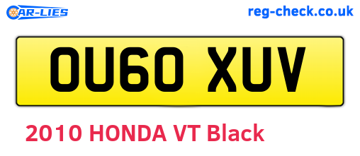 OU60XUV are the vehicle registration plates.