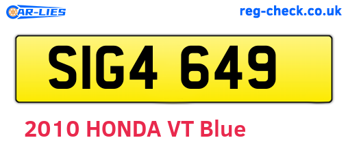 SIG4649 are the vehicle registration plates.