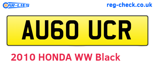 AU60UCR are the vehicle registration plates.