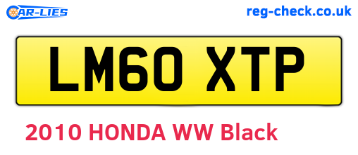 LM60XTP are the vehicle registration plates.