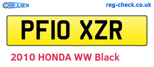 PF10XZR are the vehicle registration plates.