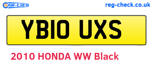 YB10UXS are the vehicle registration plates.