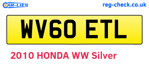 WV60ETL are the vehicle registration plates.