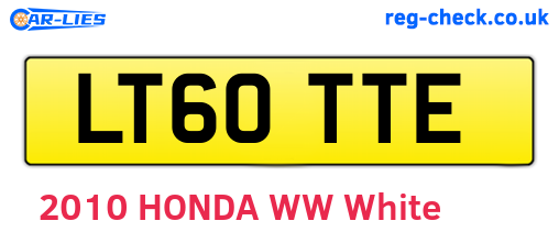 LT60TTE are the vehicle registration plates.