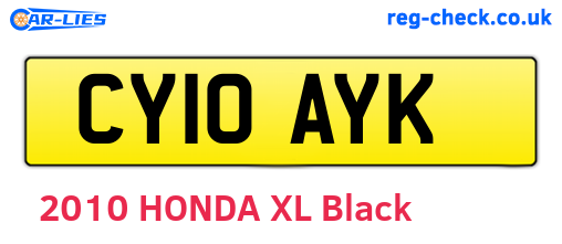 CY10AYK are the vehicle registration plates.