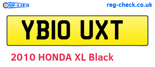 YB10UXT are the vehicle registration plates.
