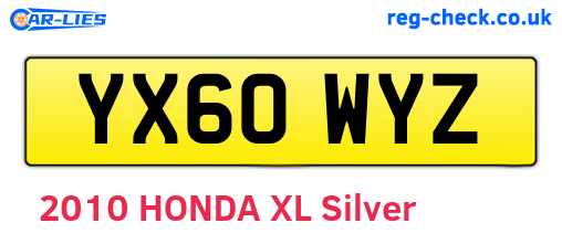 YX60WYZ are the vehicle registration plates.