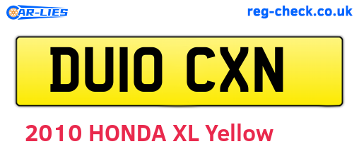 DU10CXN are the vehicle registration plates.