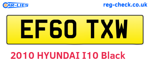 EF60TXW are the vehicle registration plates.
