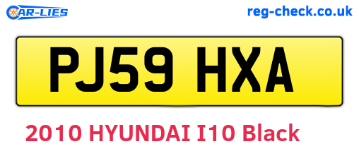 PJ59HXA are the vehicle registration plates.