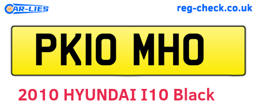 PK10MHO are the vehicle registration plates.
