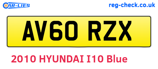AV60RZX are the vehicle registration plates.