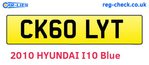 CK60LYT are the vehicle registration plates.