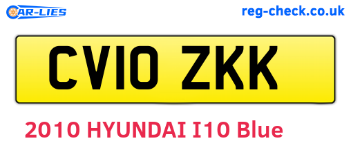 CV10ZKK are the vehicle registration plates.
