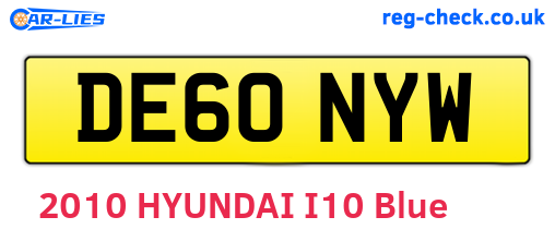 DE60NYW are the vehicle registration plates.