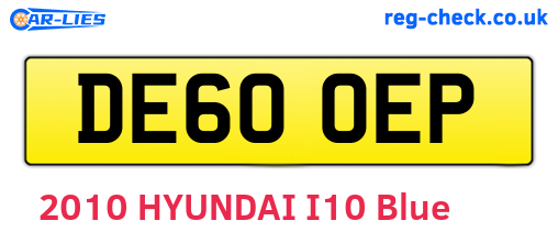DE60OEP are the vehicle registration plates.