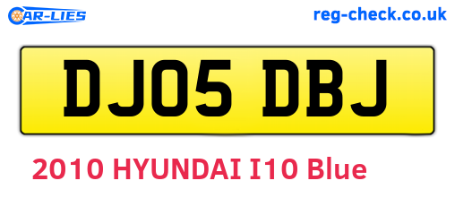 DJ05DBJ are the vehicle registration plates.