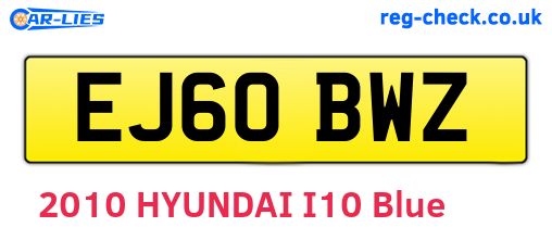 EJ60BWZ are the vehicle registration plates.