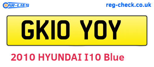 GK10YOY are the vehicle registration plates.