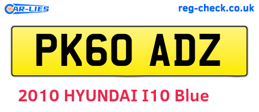 PK60ADZ are the vehicle registration plates.