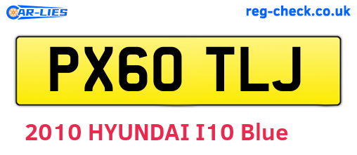 PX60TLJ are the vehicle registration plates.