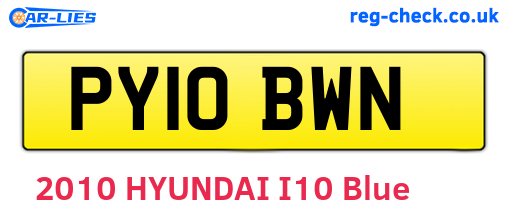 PY10BWN are the vehicle registration plates.