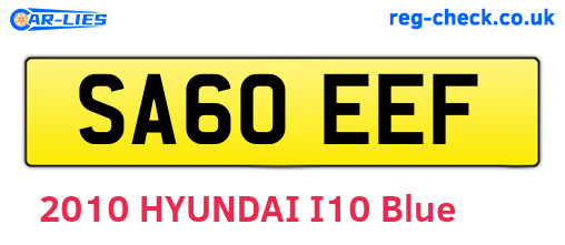 SA60EEF are the vehicle registration plates.