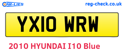 YX10WRW are the vehicle registration plates.