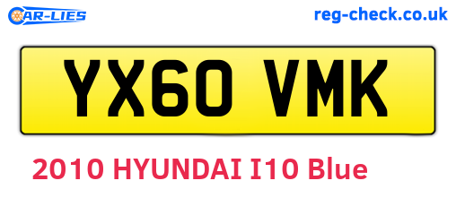YX60VMK are the vehicle registration plates.