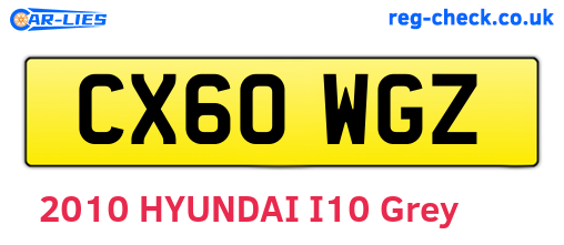 CX60WGZ are the vehicle registration plates.