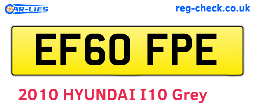 EF60FPE are the vehicle registration plates.