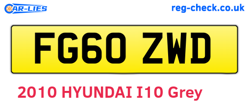 FG60ZWD are the vehicle registration plates.