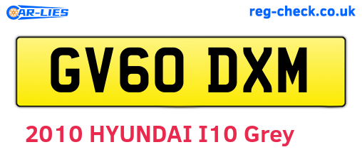 GV60DXM are the vehicle registration plates.