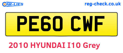 PE60CWF are the vehicle registration plates.