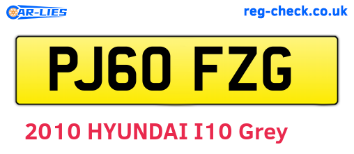 PJ60FZG are the vehicle registration plates.
