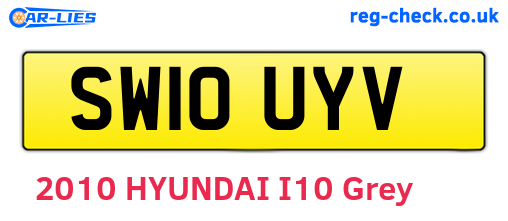 SW10UYV are the vehicle registration plates.