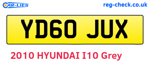 YD60JUX are the vehicle registration plates.